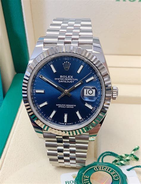 rolex datejust 41mm blue dial price|Rolex Datejust 41 price uk.